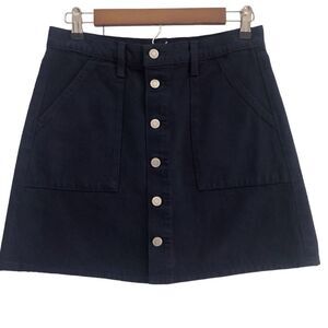 Lucky Brand Navy Button Up Front Back Pockets Cotton Mini Skirt Size 4/27